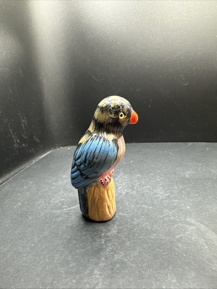 HAND MADE, HAND PAINTED PARROT FIGURE 3.75”
