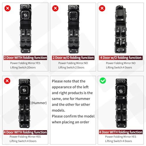 15883320 Front Driver Side Power Window Switch with Folding 15883320 Switch