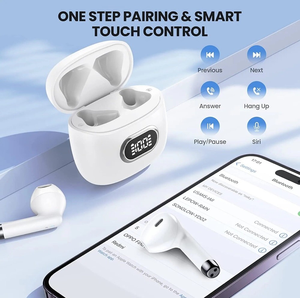 Wireless Headphones TWS Earbuds Bluetooth Stereo Headset for Galaxy Note20