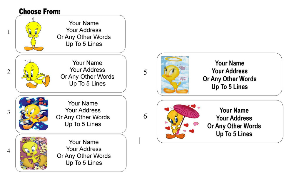 30 Tweety Bird Personalized Address Labels