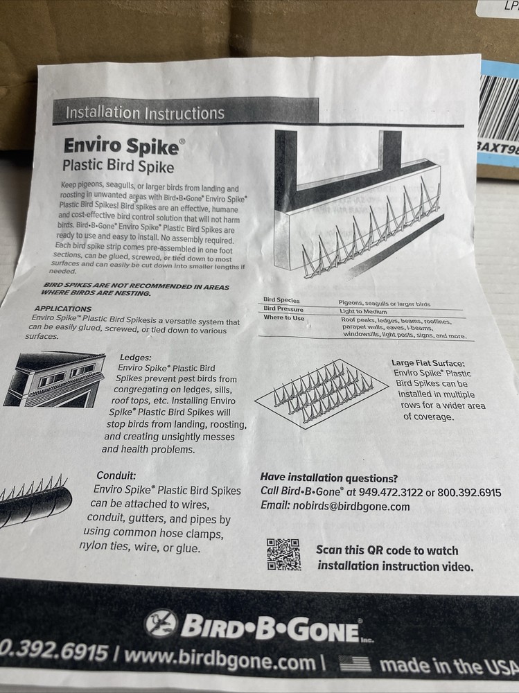Bird B Gone Enviro Spike 20 ft. x 5 in. Plastic (10) 2' Sections - 2' X 5" X 5"