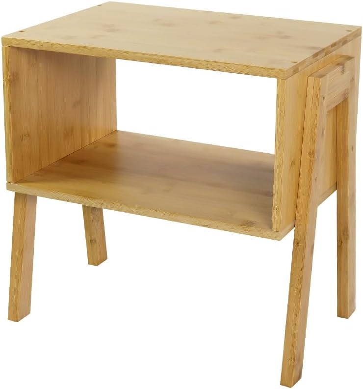 Modern Bamboo Nightstands End Tables Bedroom W/ Storage Small Bedside Table