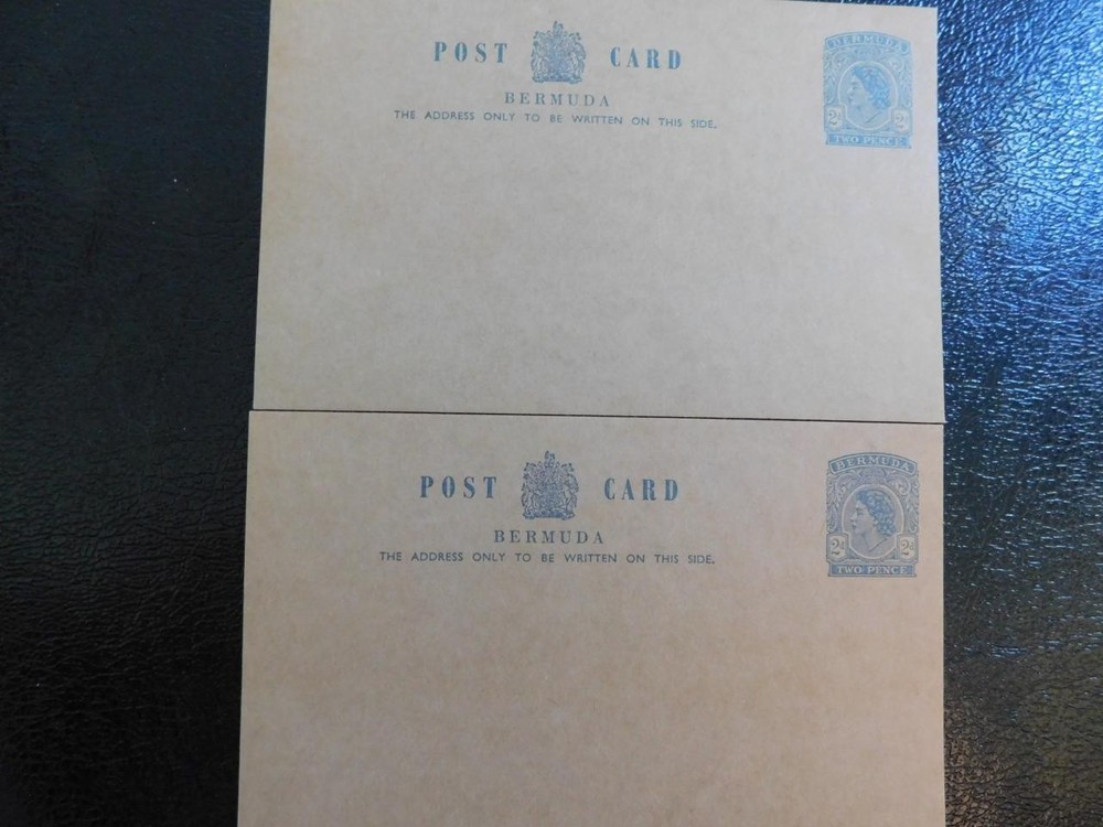 BERMUDA, PC, QEII 2ND CARD, 2 CENT, MINT BLUE ON BUFF (2)