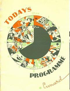 1954 RMS Caronia cruise ship - Events Program