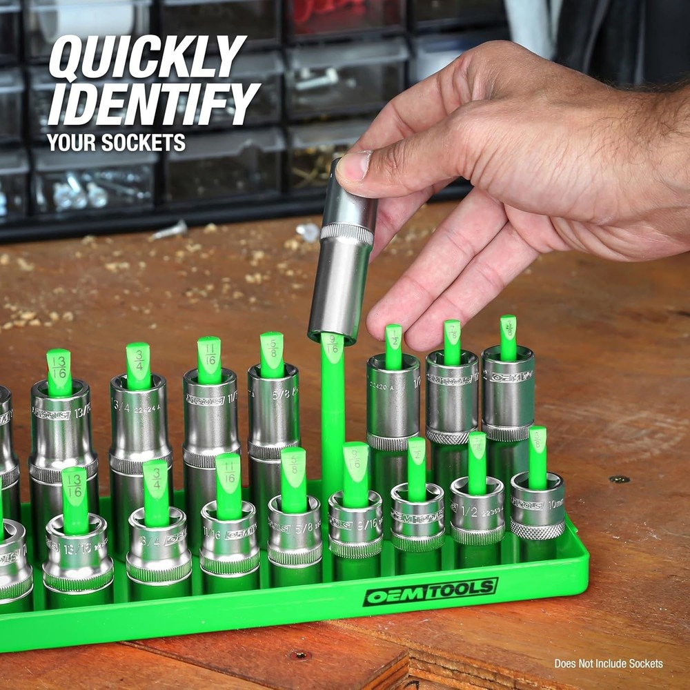 Durable 6PC Socket Organizer for Toolbox - Stable Base & Quick Size Finding
