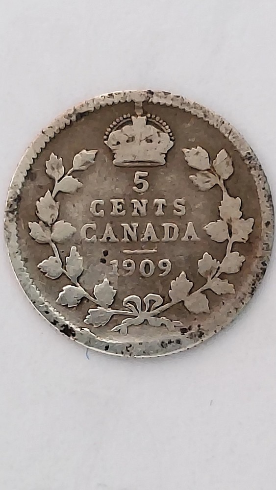 1909 Canada 5 Cent Silver, .925 Silver