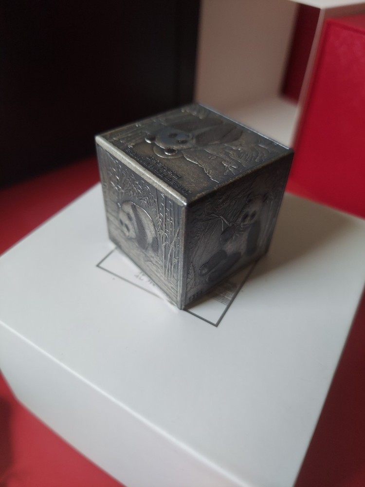 2019 China - 20oz Silver Panda 150th Anniversary Commemorative Cube.