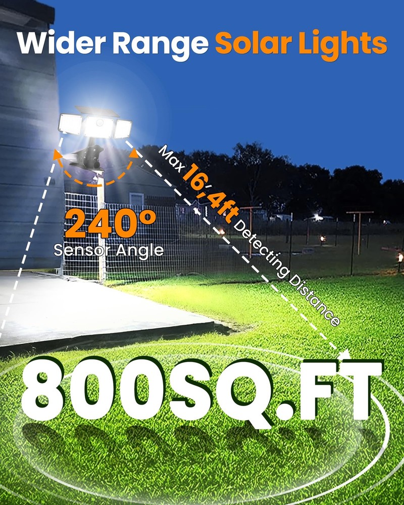 Clip on Solar Lights for Fence, 1Second Installation Motion Sensor Security L...