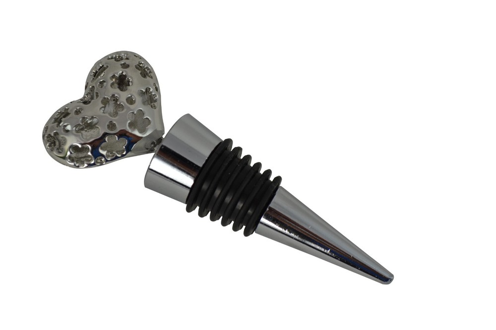 4" Metal Red Heart Wine Bottle Stopper