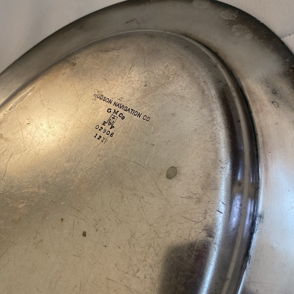 HUDSON NAVIGATION CO c1910 Ship Serving Tray Platter Silver RARE!!