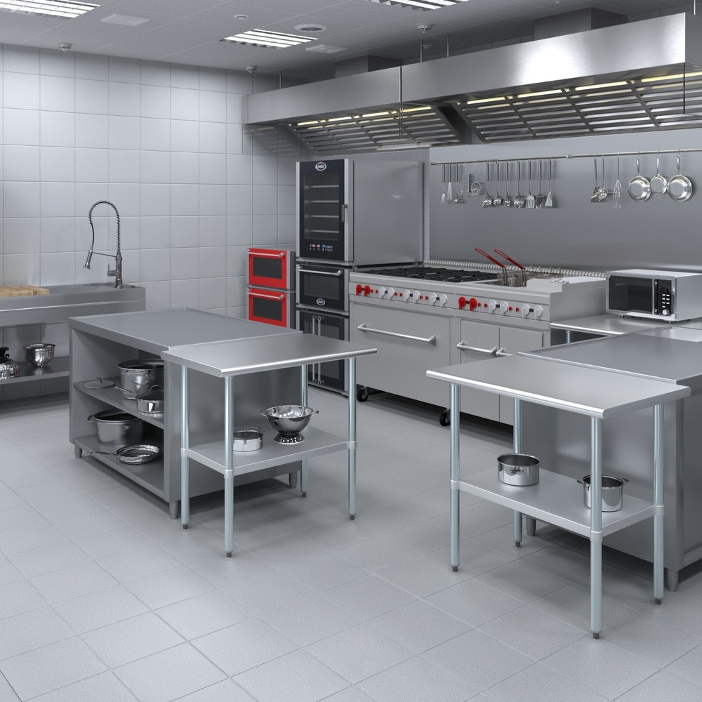24" X 36" Stainless Steel Work Table With Galvanized Undershelf