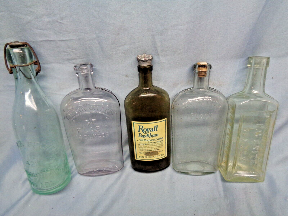 (5) Antique Nice Glass Bottles