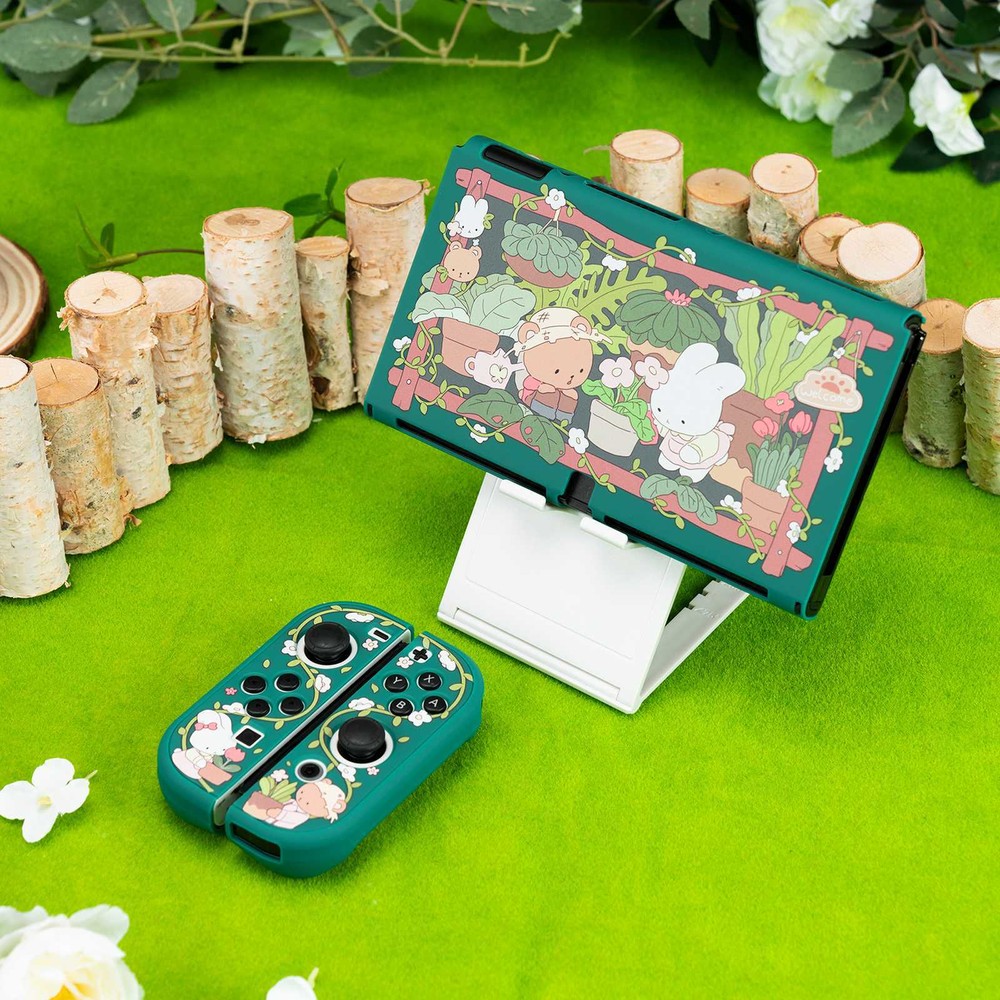 GeekShare Protective Case Cover for Nintendo Switch OLED & Joy Con Bunny Garden