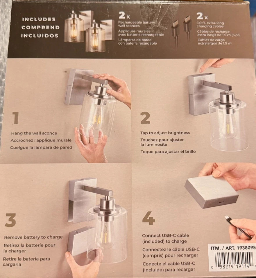 Globe 2-Pack Silver Wall Sconce