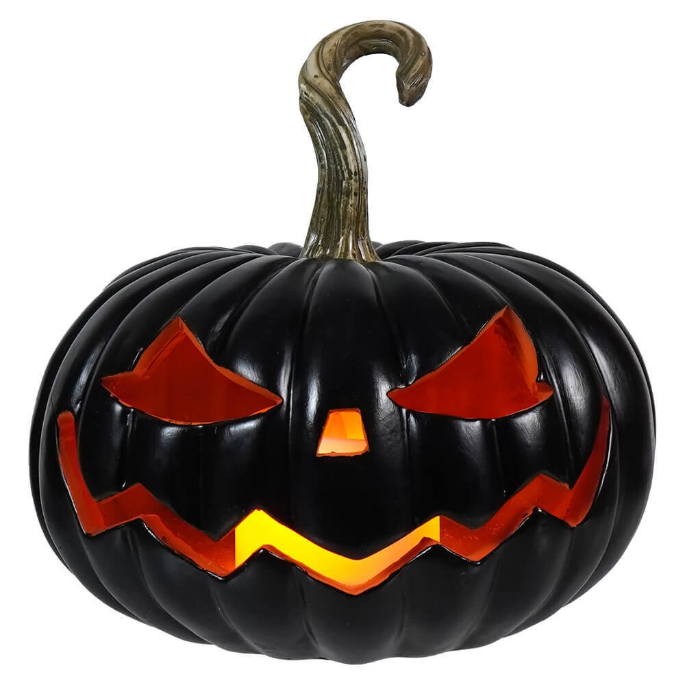Lighted Black Jack-O'-Lantern With Timer