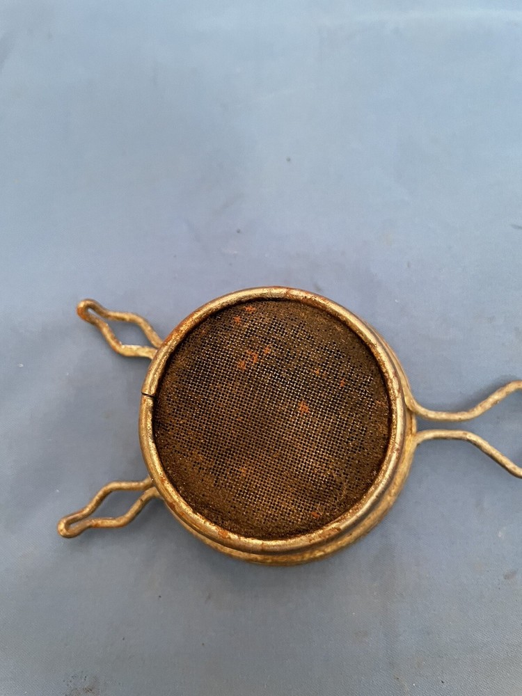 Vtg Primative Hand Strainer/ Red Wood Handle!