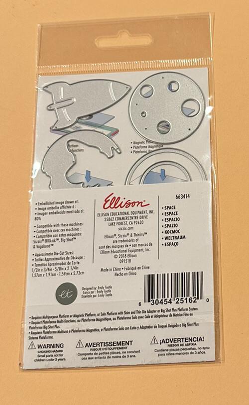 Sizzix Thinlits SPACE 11 Piece Set #663414 By Emily Tootle Planets Star Rocket