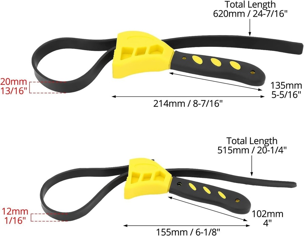 Adjustable Rubber Strap Wrench Set 24" & 19.7" – Multi-Purpose Grip Tool for ...