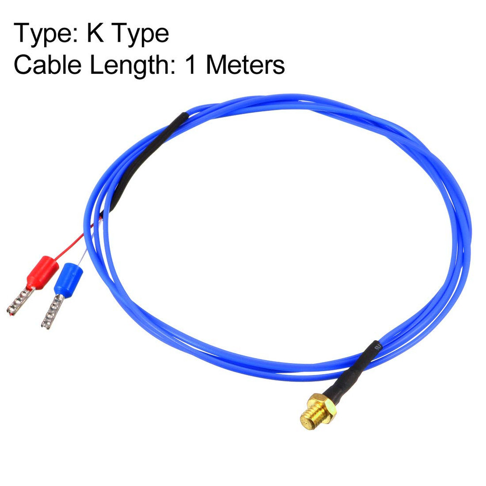 K Type Thermocouple Temperature Sensor Probe for 3D Printer 1M Cable M4 Thread
