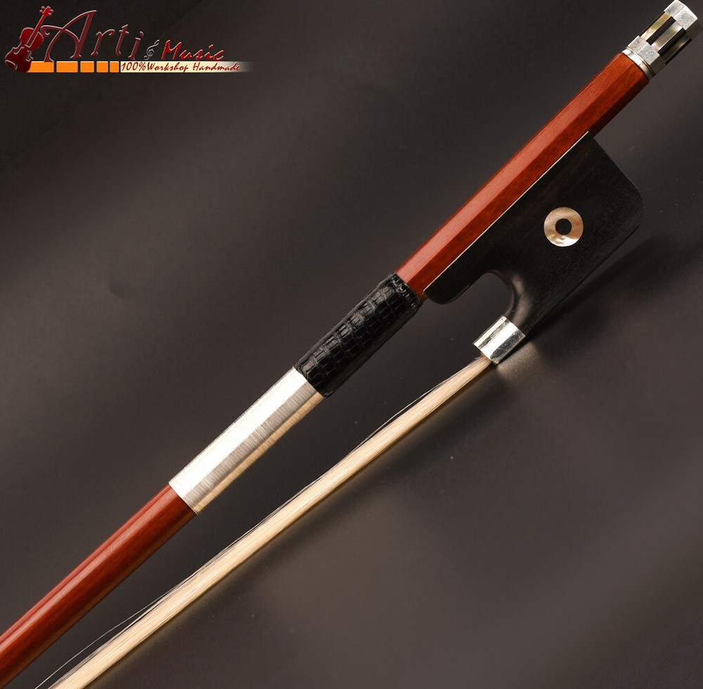 E.Sartory Copy Master Pernambuco Cello Bow 3/4 Ebony Ring Frog Silver Part Stiff