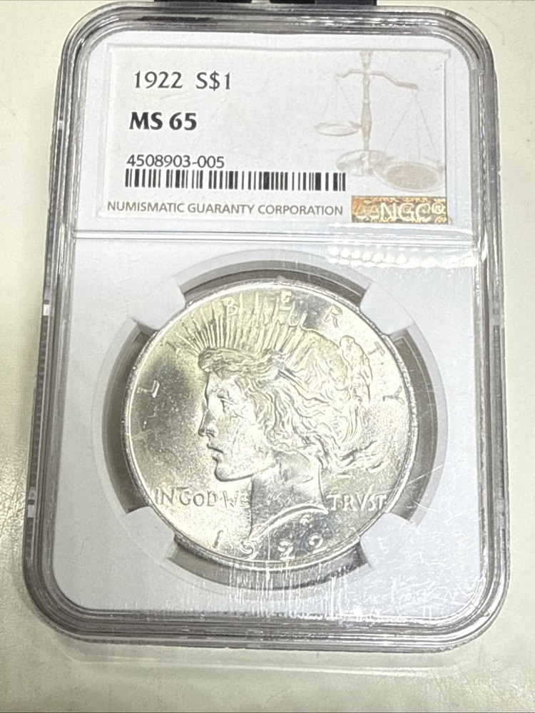 1922 Silver Peace Dollar NGC MS 65