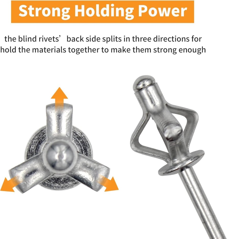 3/16" X 5/8" Tri-Fold Rivets Assortment - 160Pcs,Silver Tri-Fold Exploding Pop