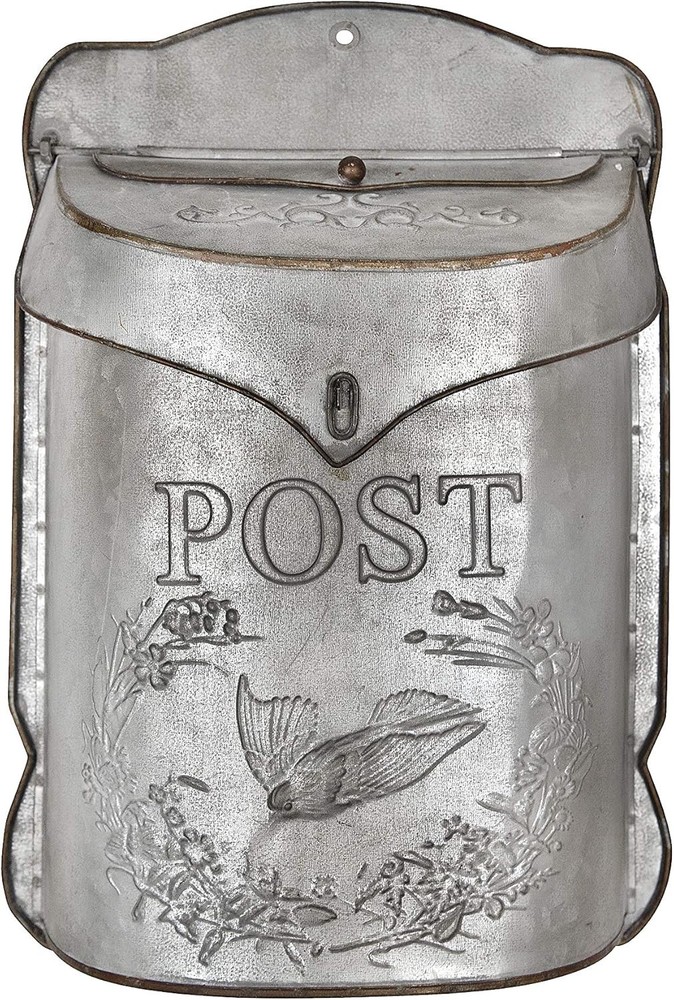 Black Embossed Tin Post Letter Box