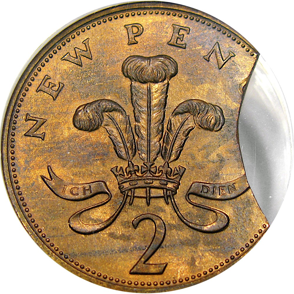 1978 G BRIT 2P ANACS MS63RB CLIPPED PLANCHET ~ MAJOR MINT ERROR!