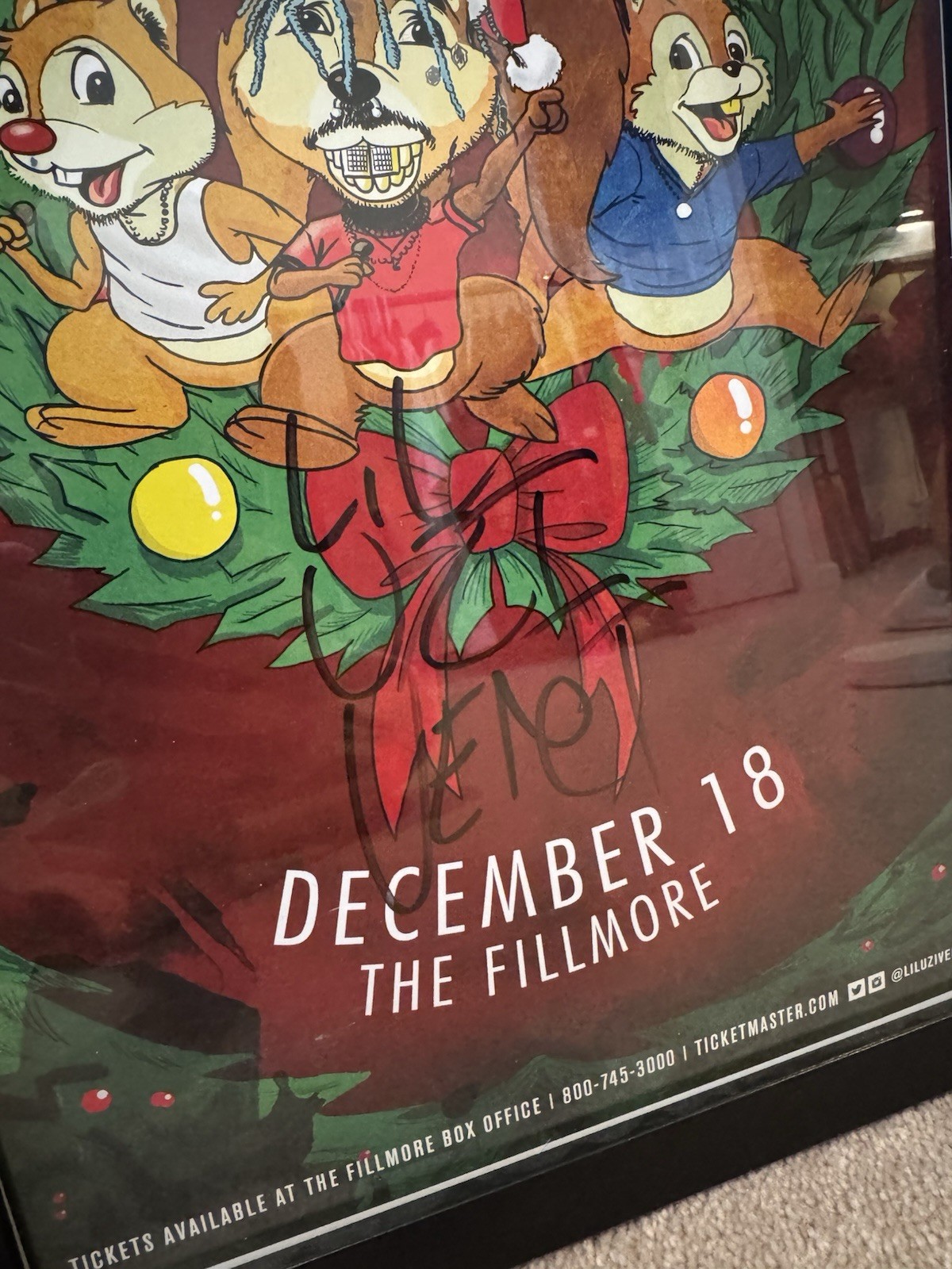 Lil Uzi Vert Autographed 11x17 Concert Poster 2017 Chipmunks Fillmore Framed