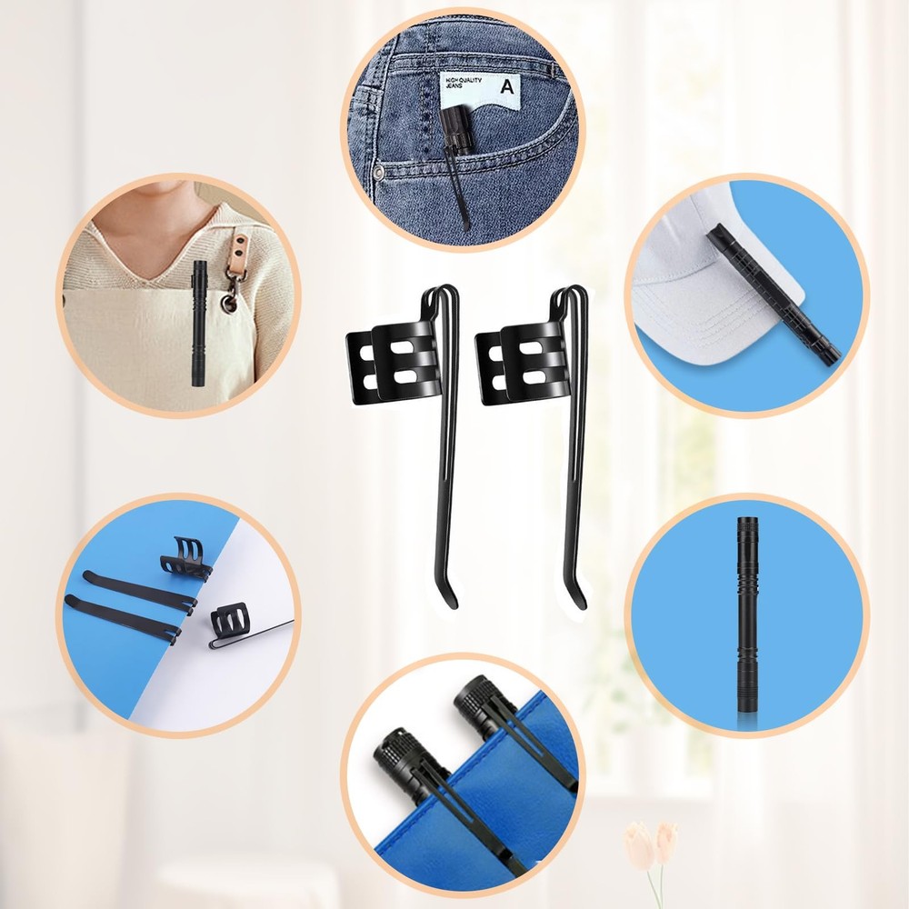 HRXMS 20 Pieces Replacement Flashlight Clip for Removable Accessories, Black