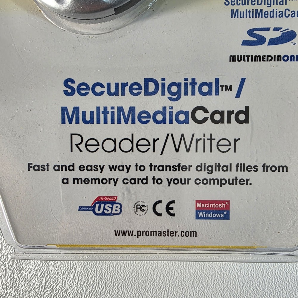 ProMaster Secure Digital Multi Media Card Reader/Writer; USB Plug In Drag & Drop