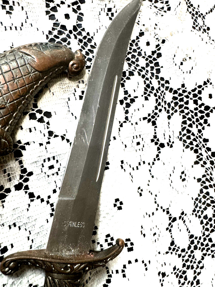 Ram Head Dagger with Ornate Scabbard Red Inlay