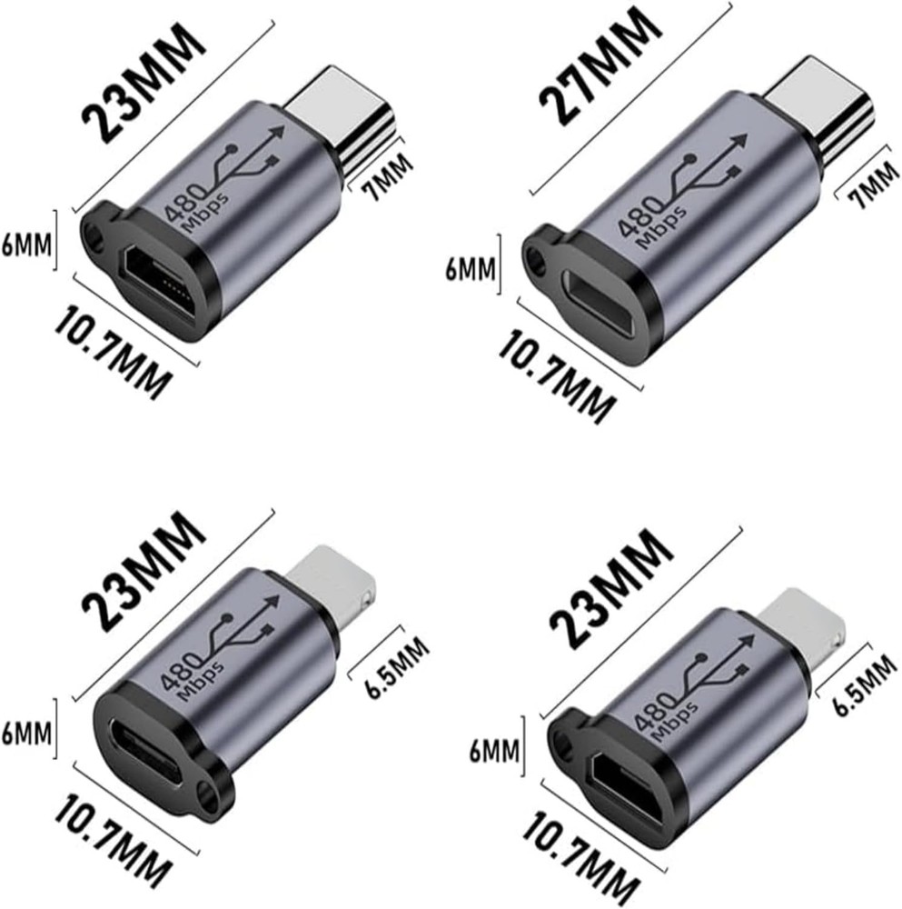 8Pack USB Adapter Kit with USB C Micro USB Mini USB Connectors for Fast Charging