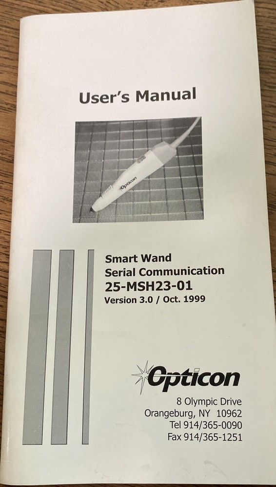 Opticon smart wand Serial Communication 25-MSH23-01