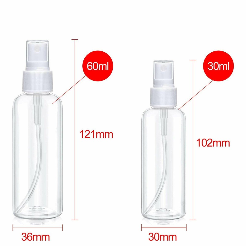 1-10PCS 30ml/60ml Travel Spray Bottle Plastic Transparent Perfume Empty Atomizer