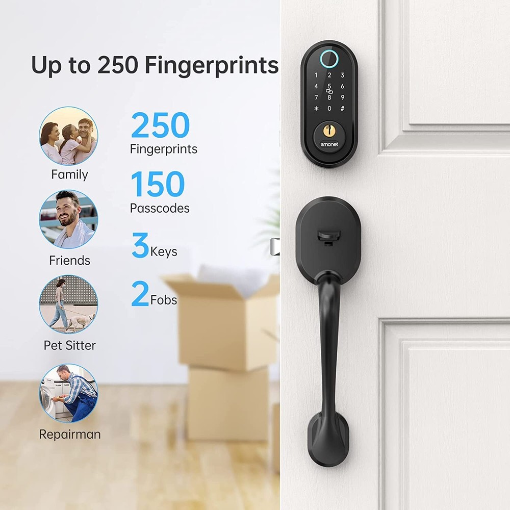 Smart Front Door Lock Set Fingerprint Keyless Entry Digital Keypad Deadbolt Lock