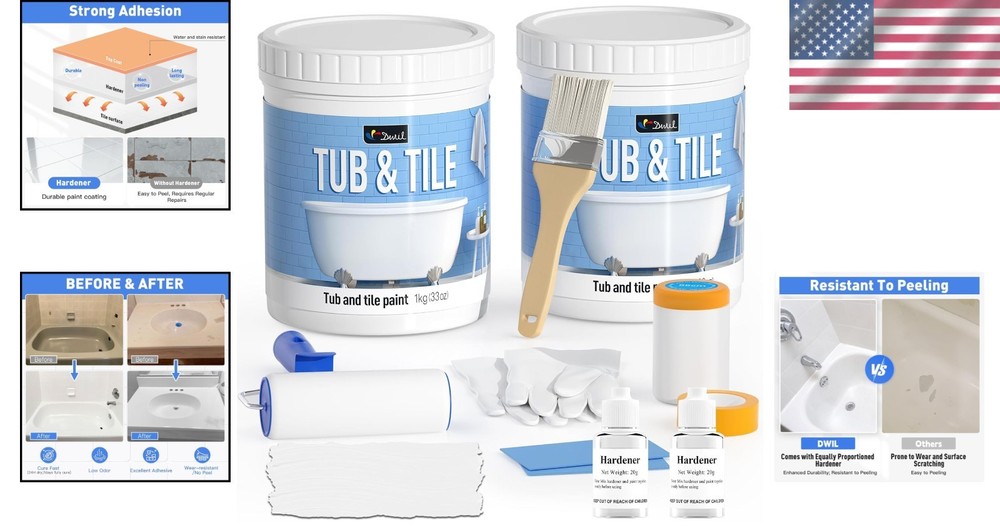 Professional Tub Refinish Kit | Water-Based, Quick Dry, Enhanced Durability