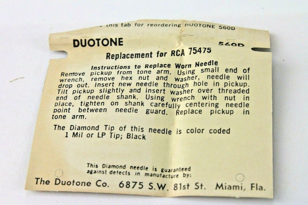NOS Duotone 560D Stylus Needle RCA 75475