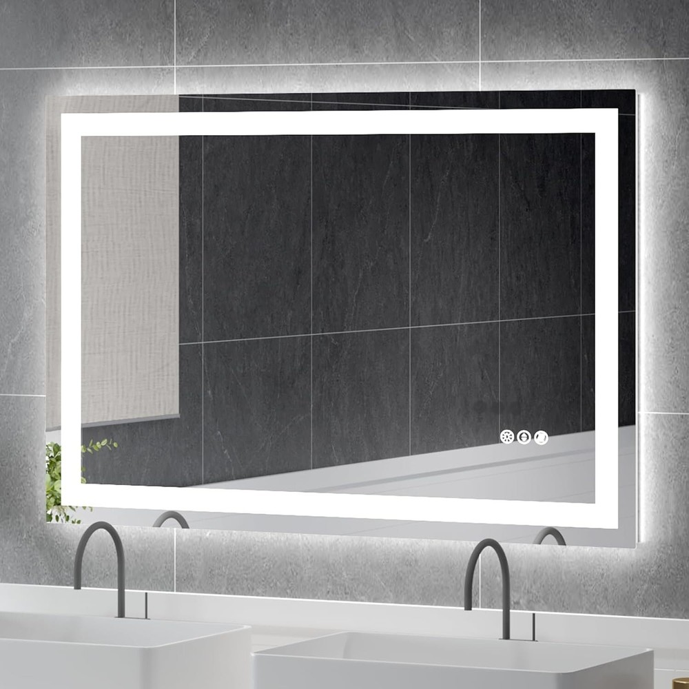 48x32'' LED Bathroom Mirror Dimmable Wall Vanity Mirror, Horizontal and Vertical