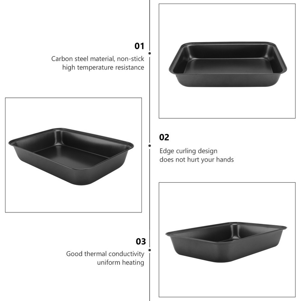1Pc Baking Plate Bakeware BBQ Pan Practical Kitchen Food Container (Black)