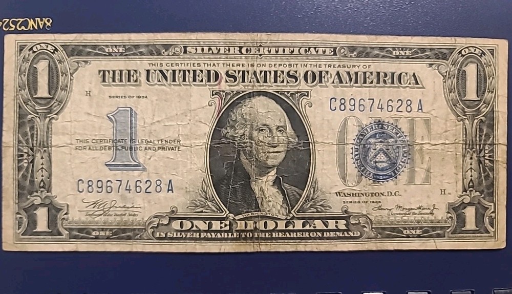 1934 $1 One Dollar Funnyback Silver Certificate Note