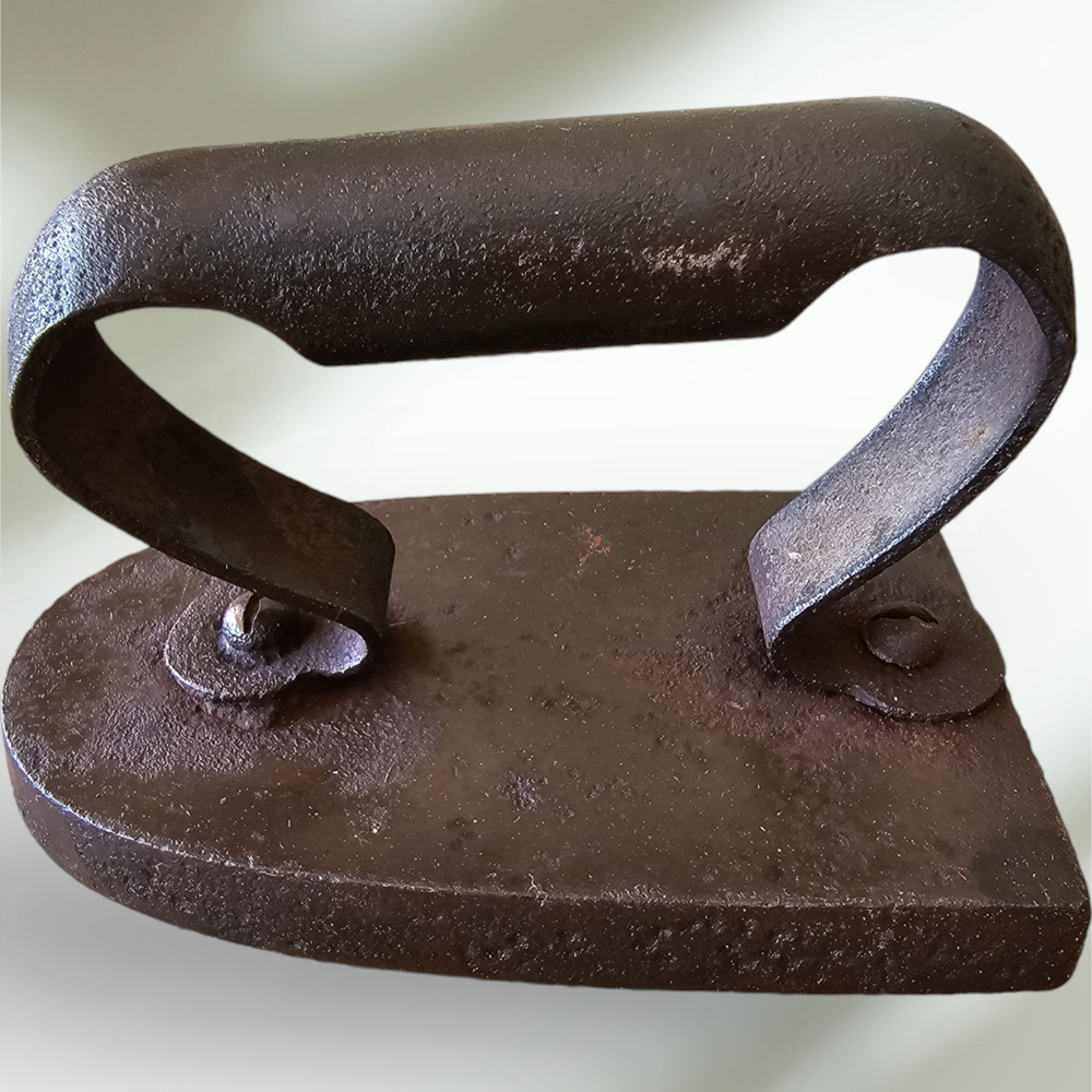 Antique Cast Sad Iron Solid Handle Door Stop Bookend Rustic Primitive