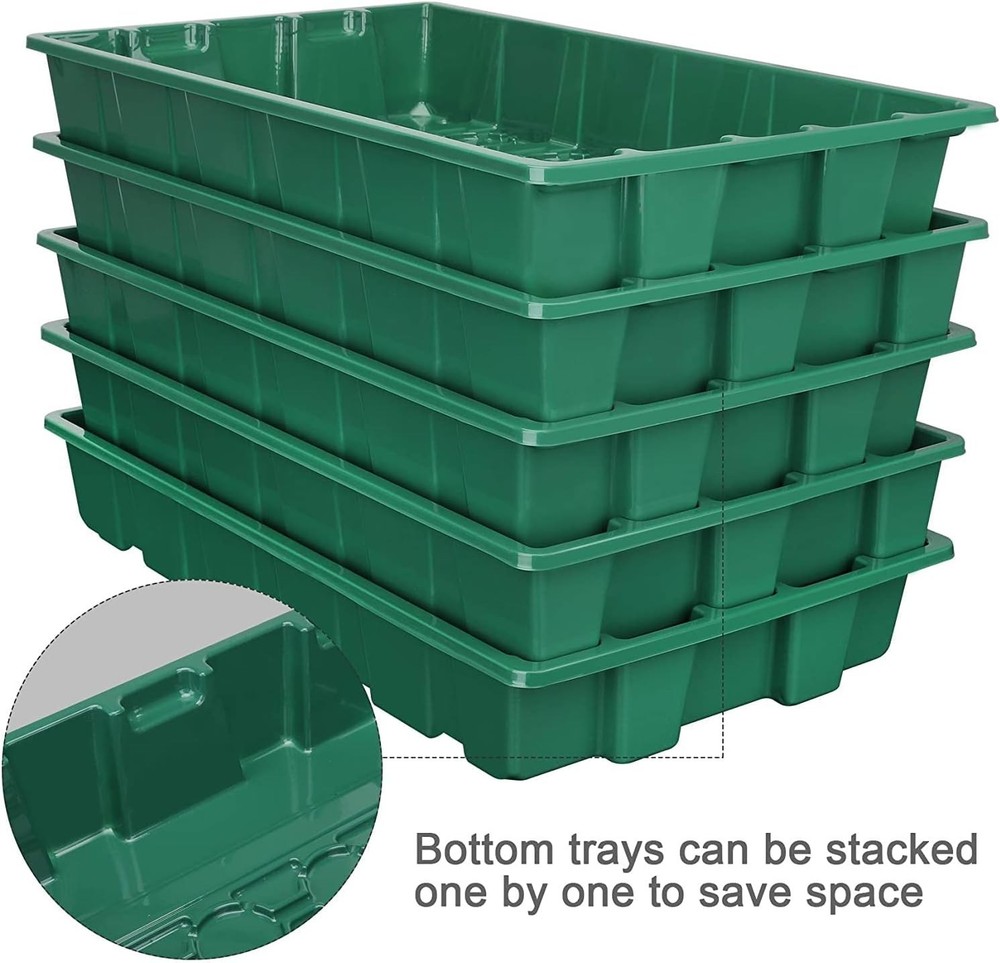 Stackable Seedling Starter Tray Kit, 5-Pack with Humidity Control Domes - Green