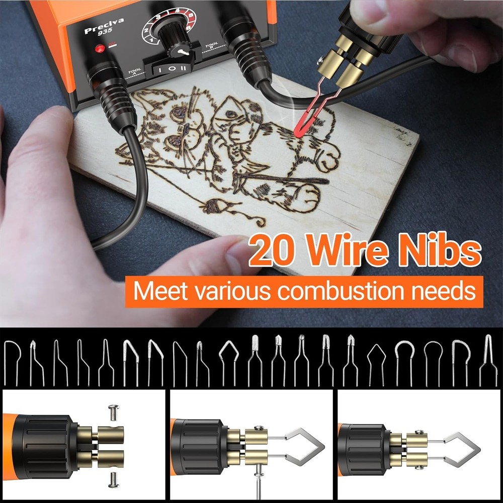 935 Dual Handle Wood Burning Kit - Professional Pyrography Tool with 20 Wire ...
