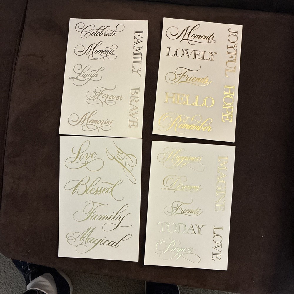 Anna Griffin Reflective Sentiments Card Inserts & Title Stickers, 46 pieces.