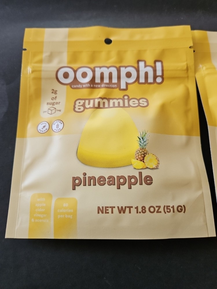 3 Pack~ OOMPH! "Candy With A New Direction" Pineapple Gummies 1.8oz~ 2g Sugar