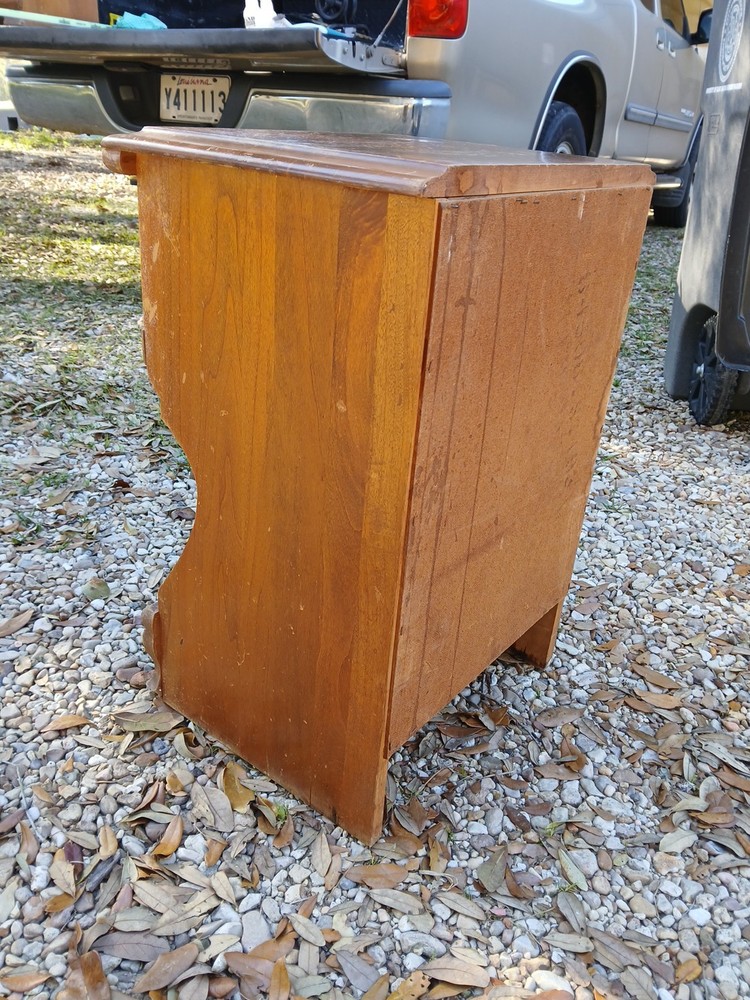 Vintage Solid Maple Single Drawer Nightstand Lion Handle Hardware