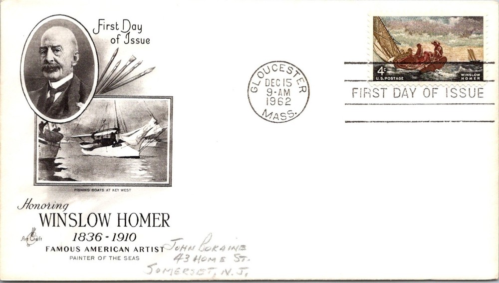 FDC 1962 SC #1207 Artcraft Cachet - Gloucester, Ms - Single - J5871