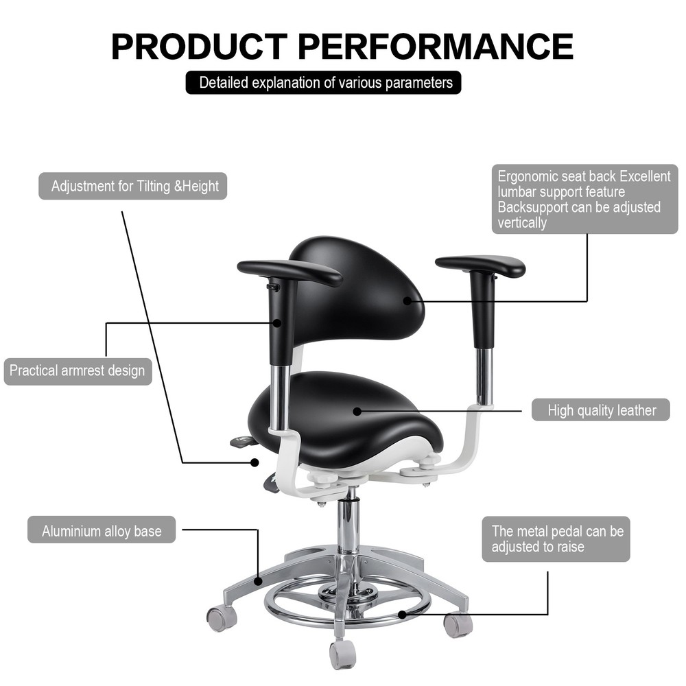 Microscope Surgical Saddle Chair Adjustable Dentist Chair PU with Foot Control