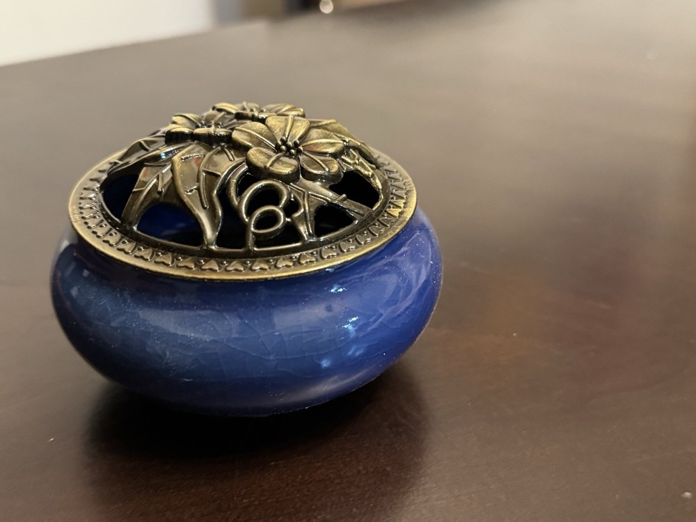 Incense Stick Holder Ceramic 1 Ct Blue